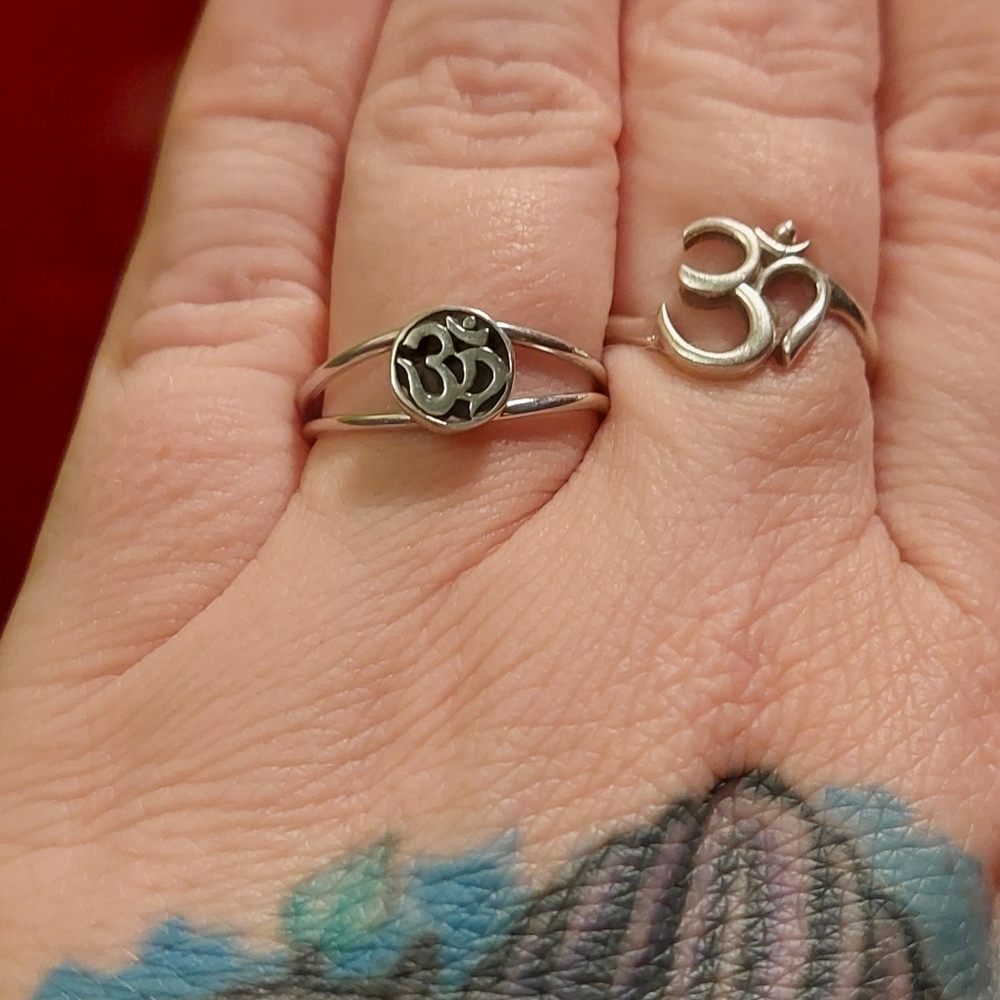 Solid Sterling Silver Oxidized Om Ring